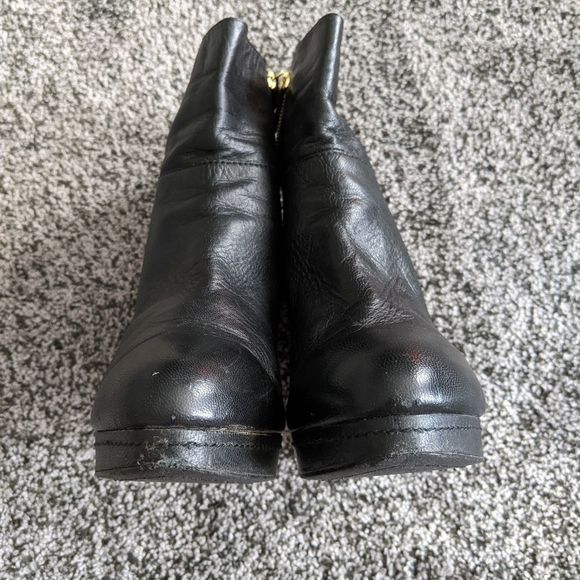 H&M Genuine Leather Black Ankle Zipper Platform Booties Size 9 - Picture 10 of 10